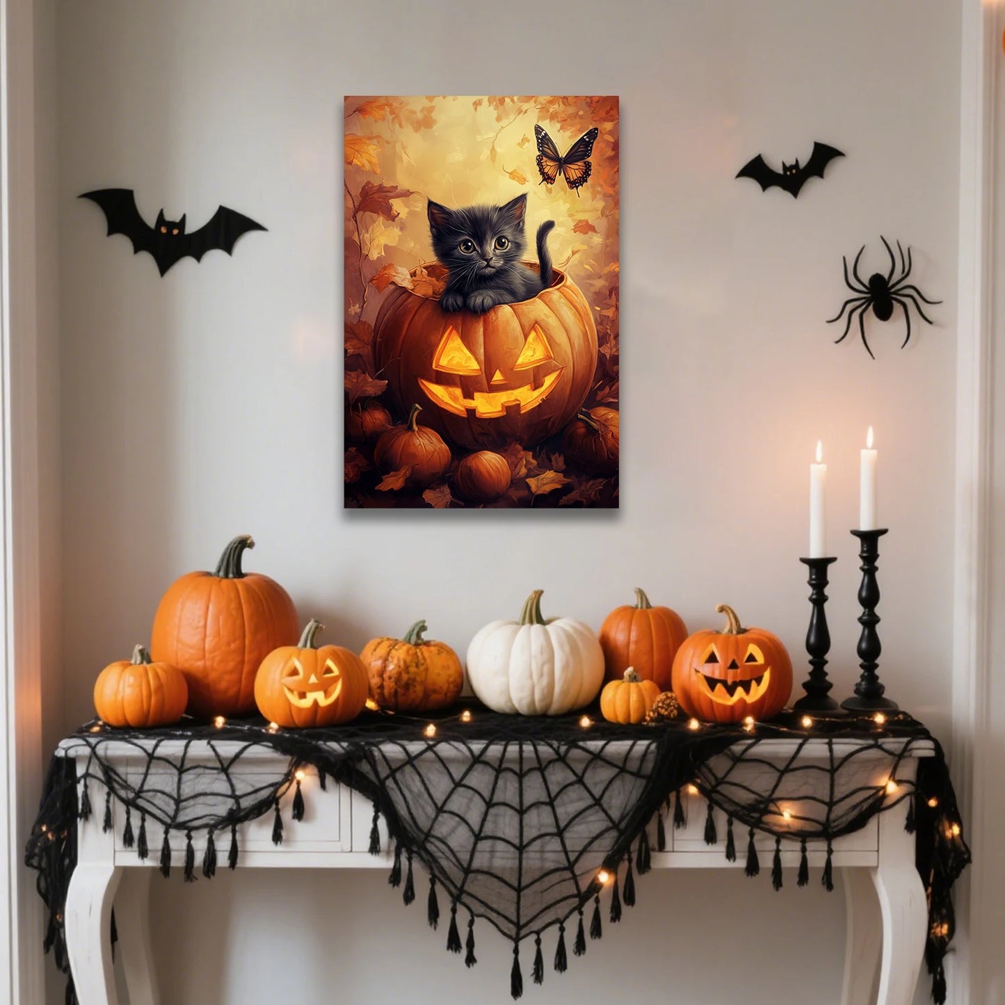 Halloween Black Cat Canvas