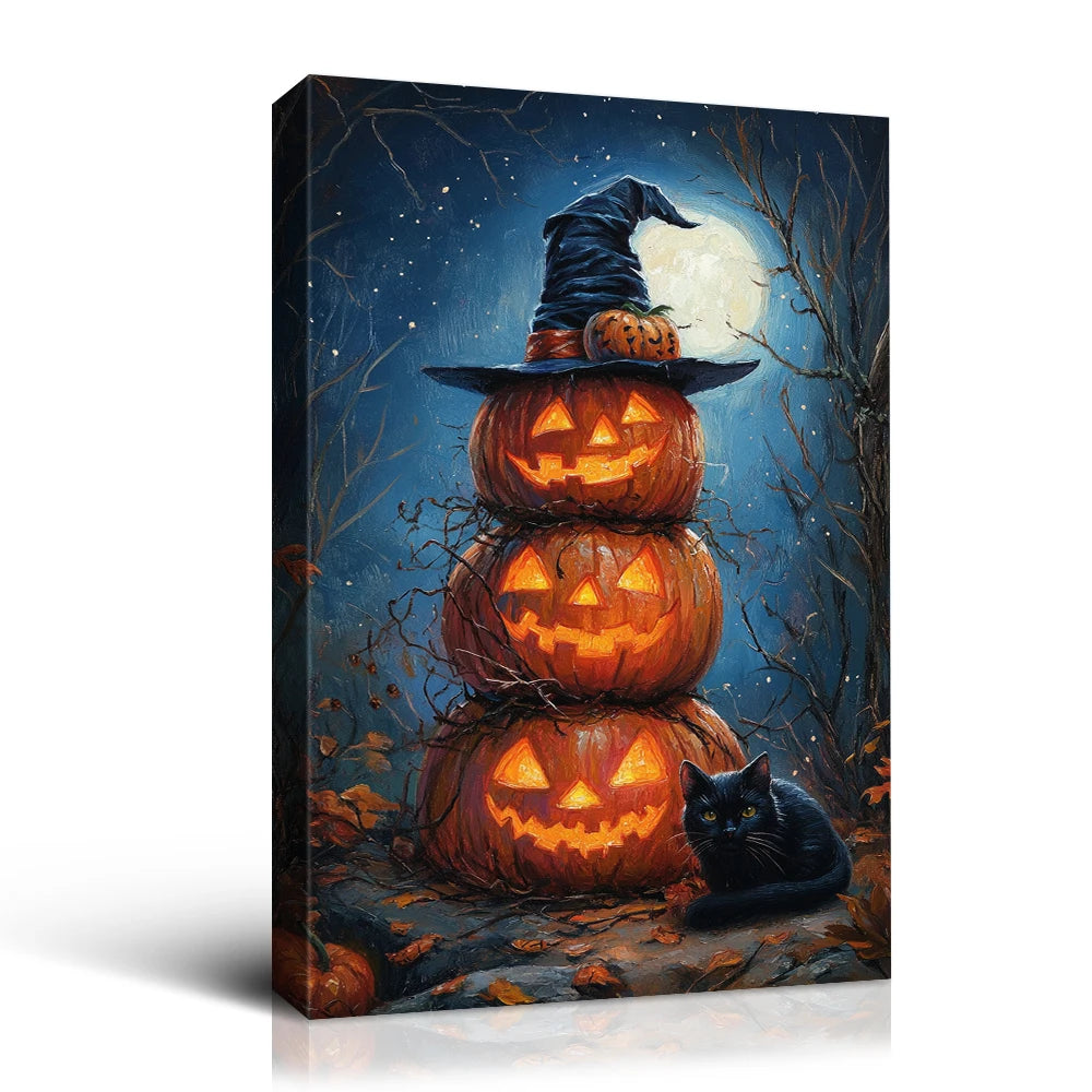 Halloween Pumpkin Stack Canvas Art