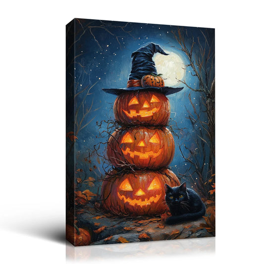 Halloween Pumpkin Stack Canvas Art