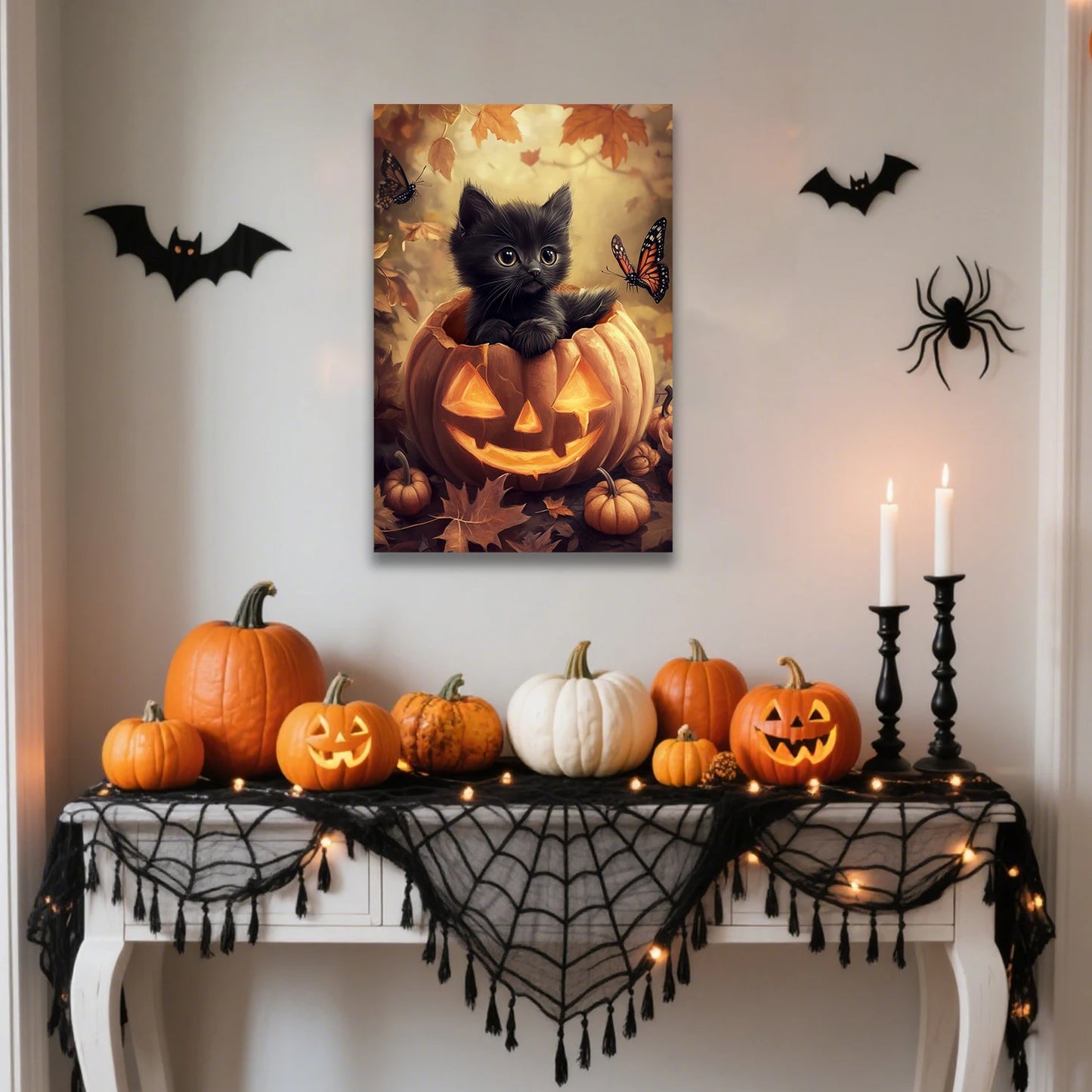 Halloween Black Cat Canvas
