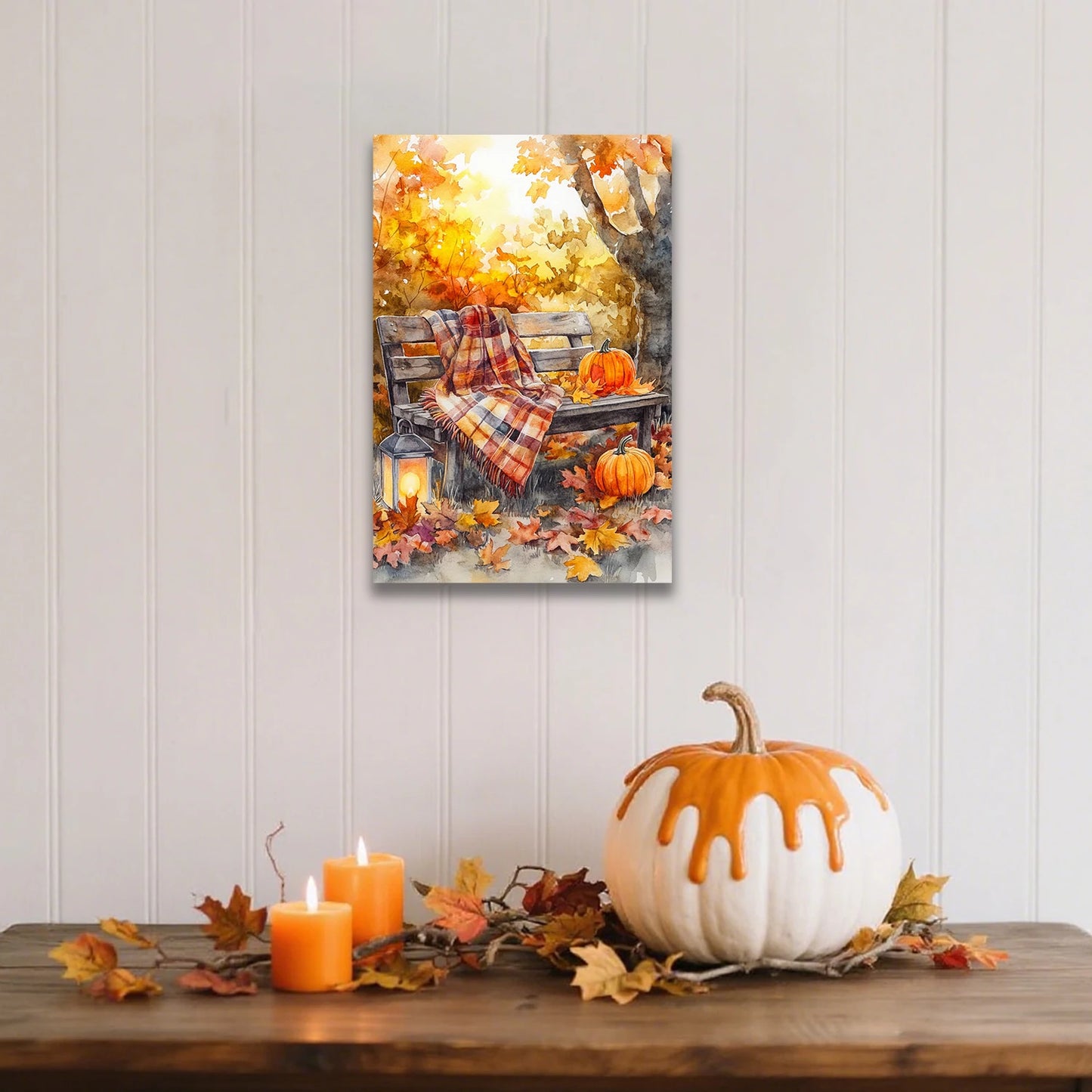 Pumpkin & Lantern Canvas Decor