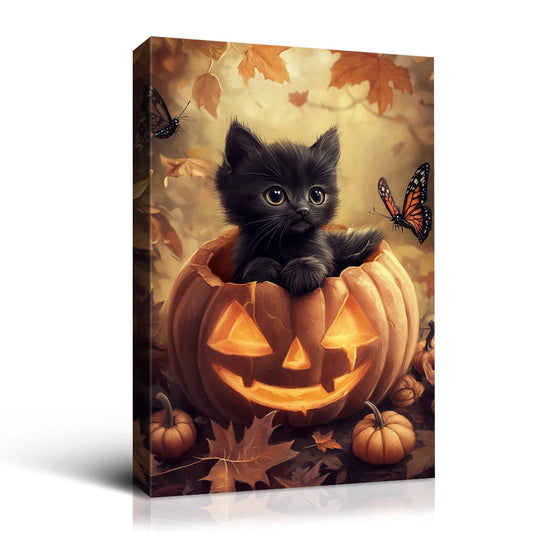 Halloween Black Cat Canvas