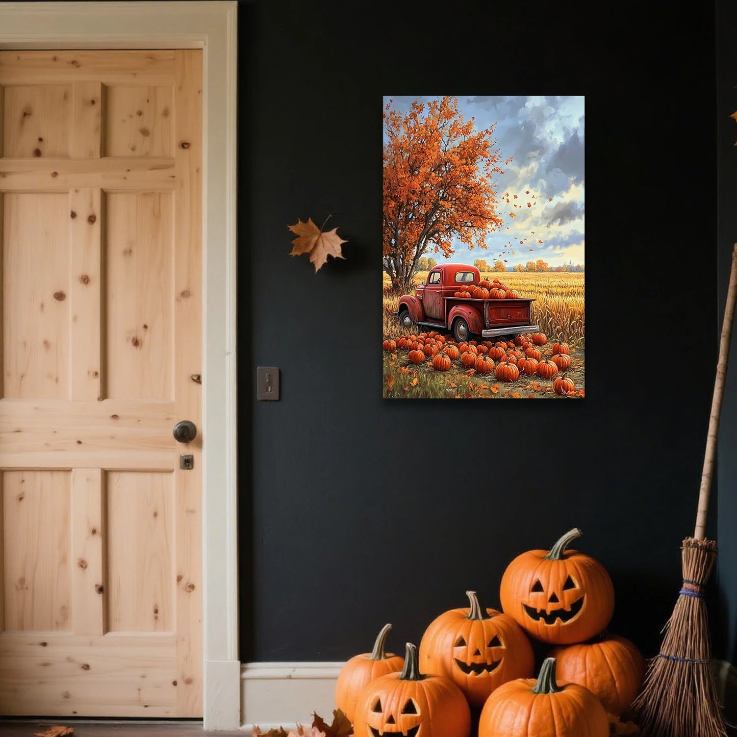 Halloween Red Truck Canvas