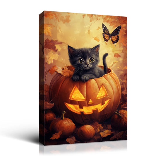 Halloween Black Cat Canvas