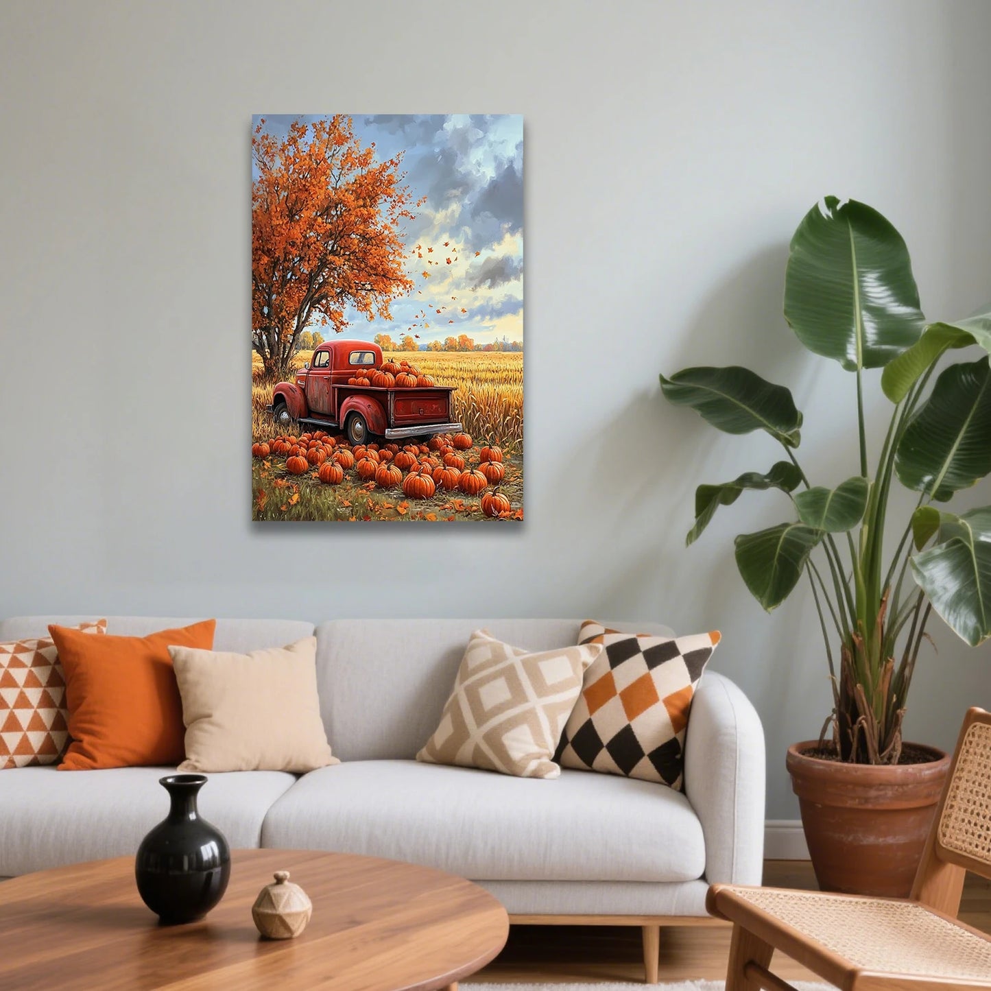Halloween Red Truck Canvas