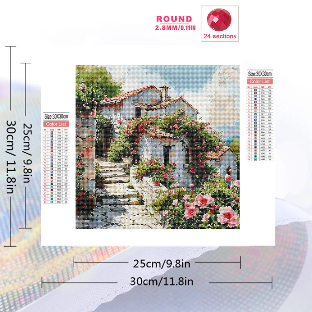 5D Diamond Painting – House & Flowers