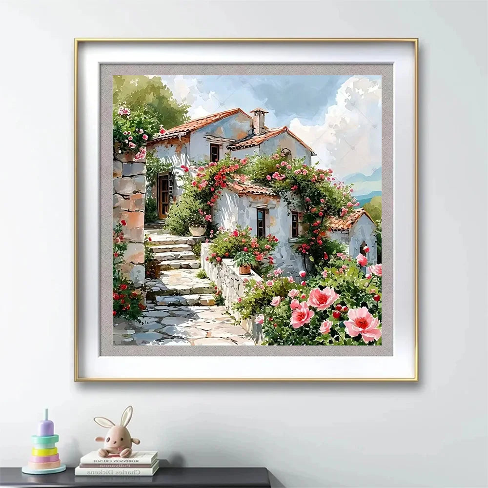 5D Diamond Painting – House & Flowers