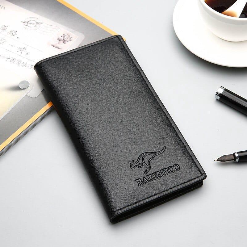 Premium Leather Wallet for Men Black Brown Kangaroo Logo - Image 2