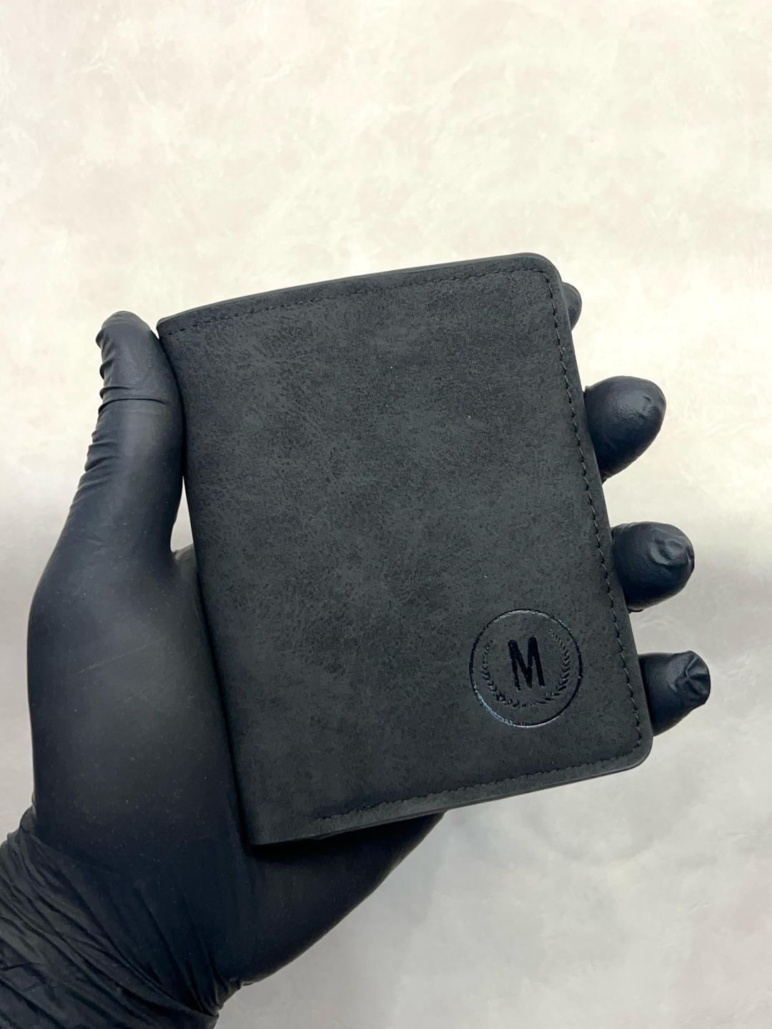 Men's Leather Wallet Grey Brown Monogrammed - Image 4