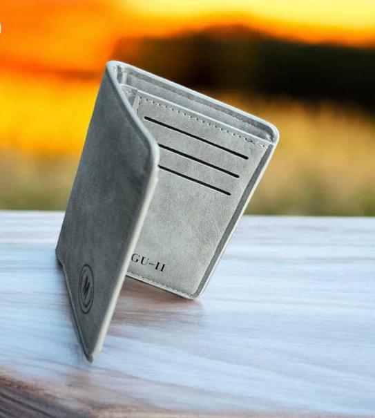 Men's Leather Wallet Grey Brown Monogrammed - Image 7