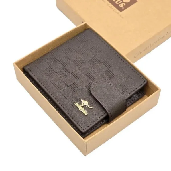 Brown PU Leather Wallet for Men with Logo