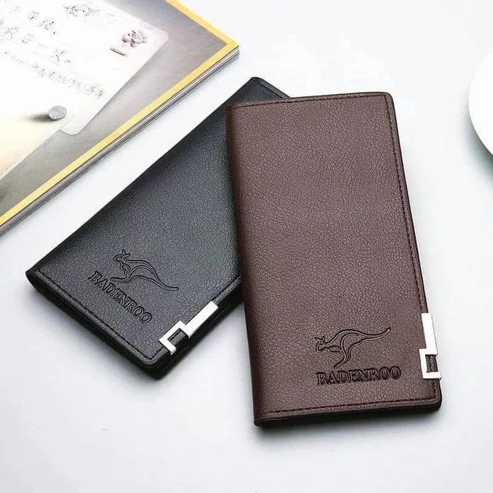 Men's Leather Wallet Brown Kangaroo Logo Minimalist - Image 5