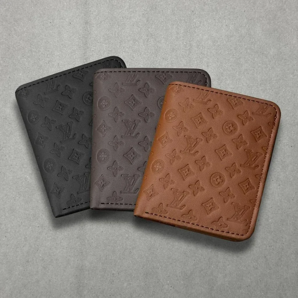Men's Leather Wallet with LV Pattern Brown