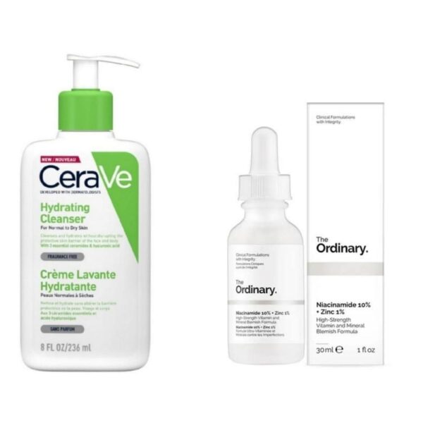 CeraVe Hydrating Cleanser + The Ordinary Niacinamide Serum Set