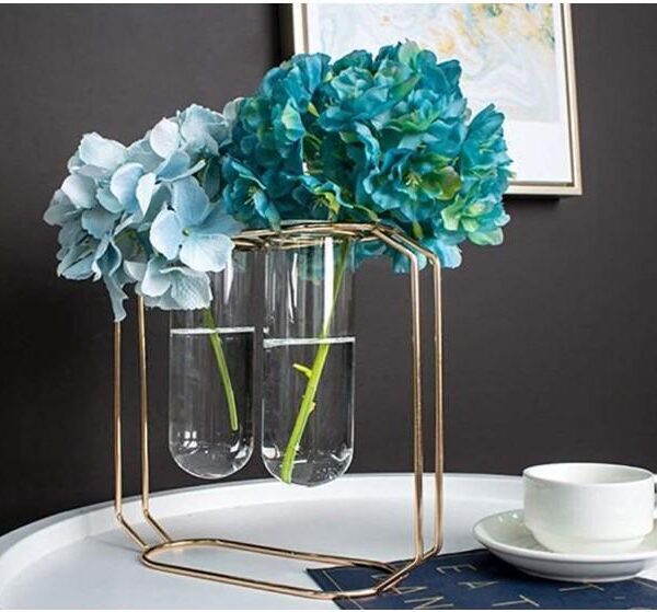 Modern Golden Glass Vase Set for Home Office Gift