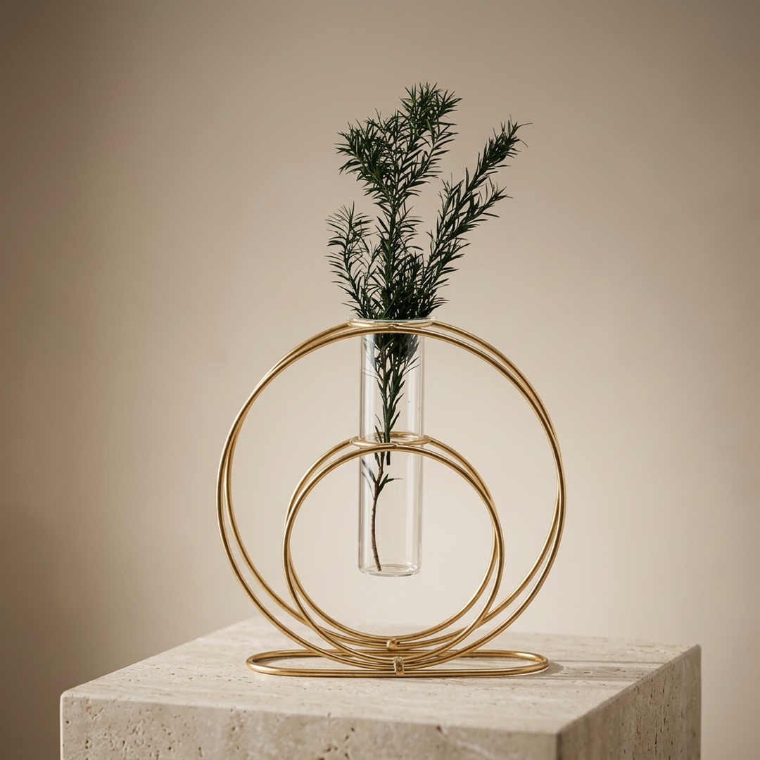 Golden Iron Glass Vase for Home Decor - Image 2