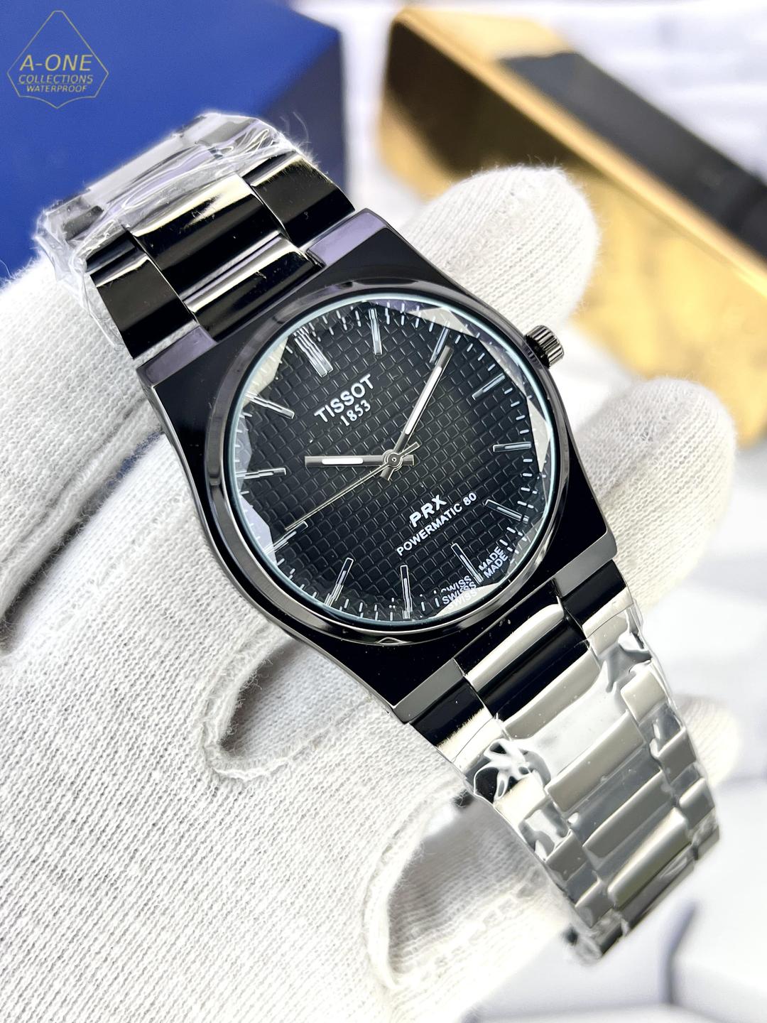 Tissot PRX Watch Stainless Steel Black Dial Water Resistant - Image 4