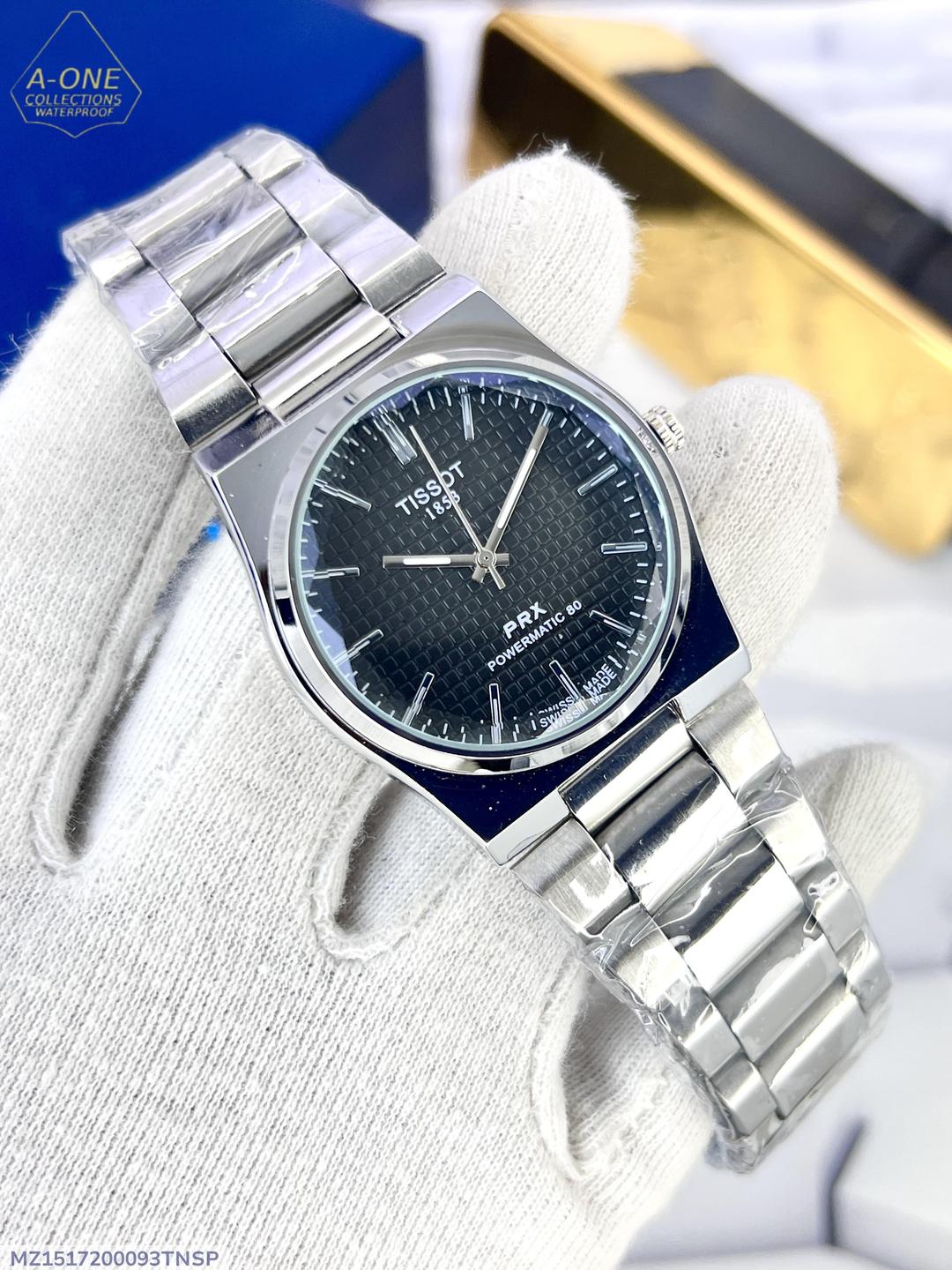 Tissot PRX Watch Stainless Steel Black Dial Water Resistant - Image 6