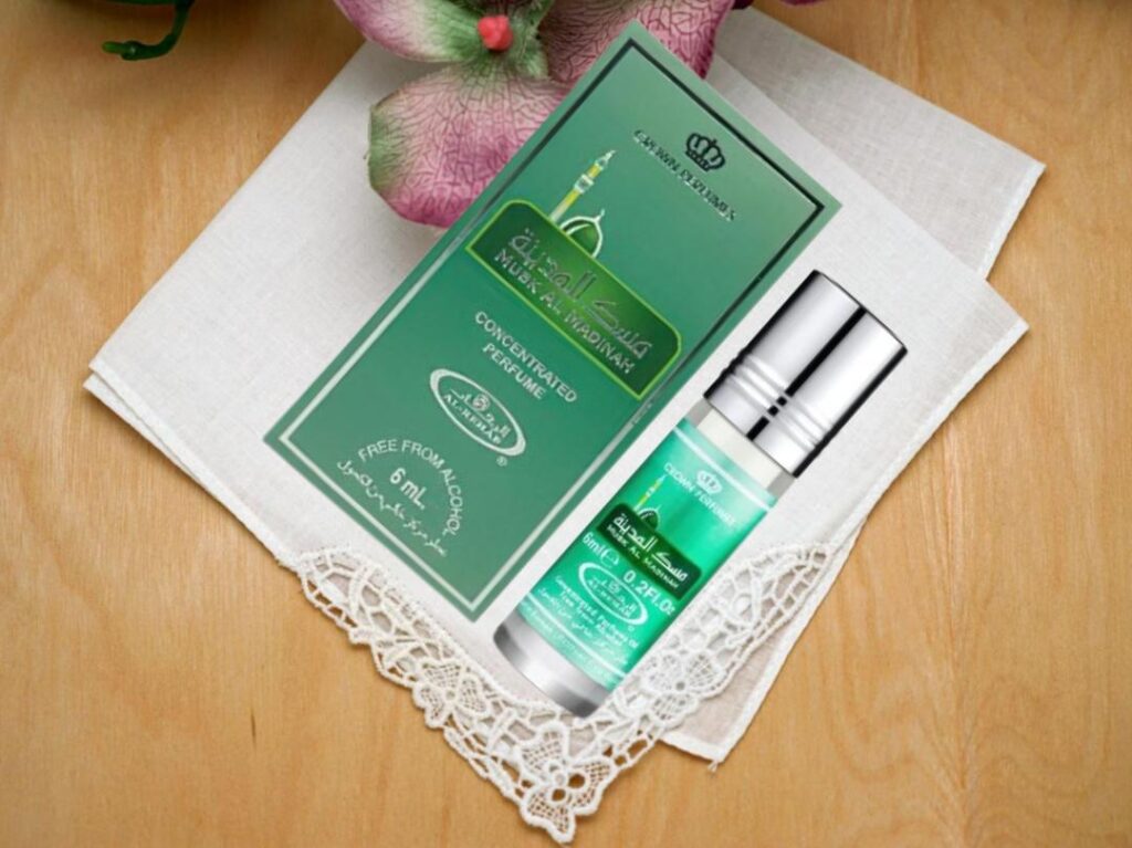 Al Rehab Musk Al Madinah Perfume Oil 6ml Silver Bottle