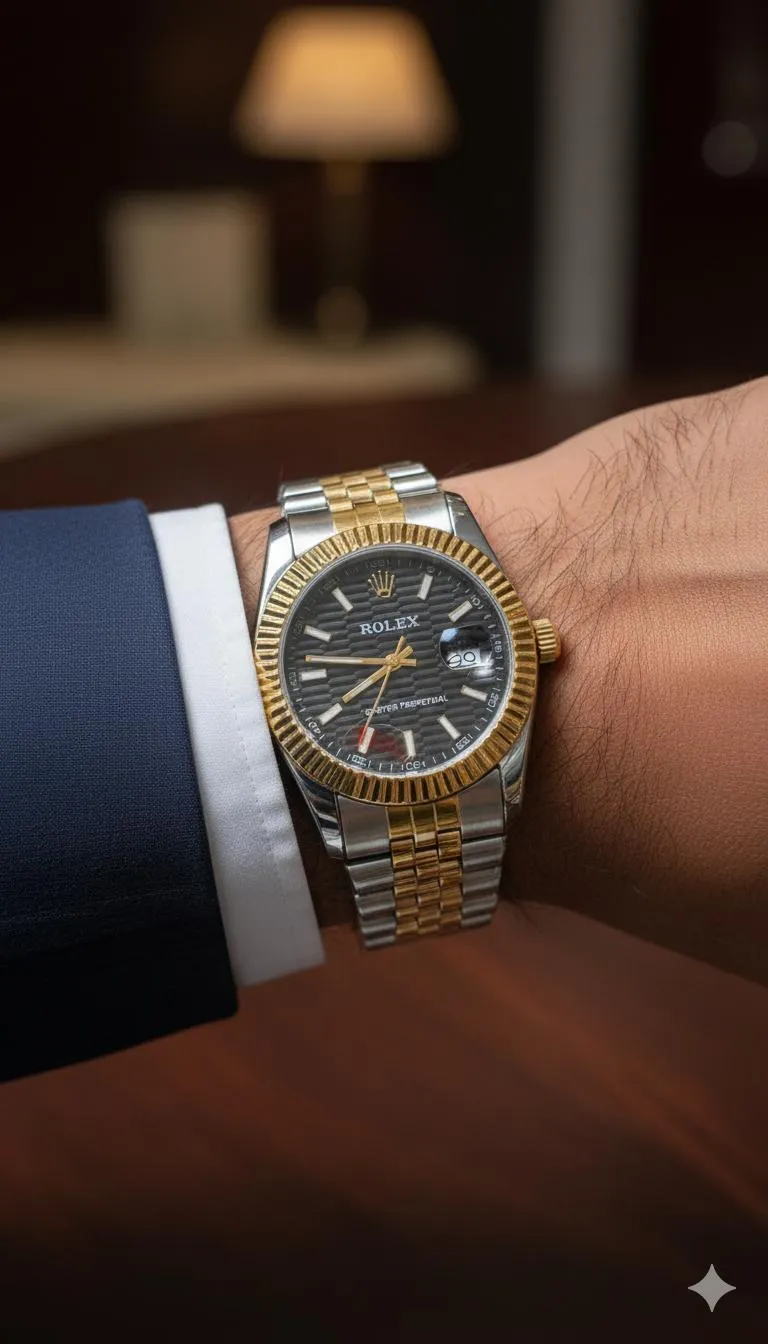 Men's Rolex Gold Silver Watch 40mm Daily Wear - Image 3