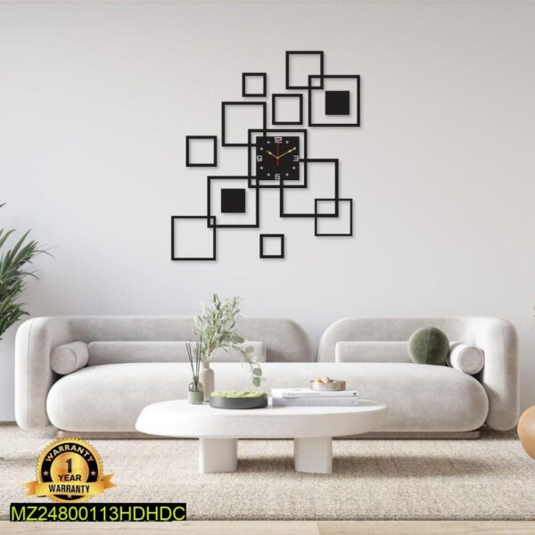 Modern Black Geometric Wall Clock for Home Office Decor